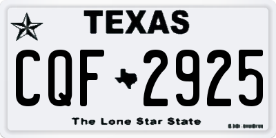 TX license plate CQF2925