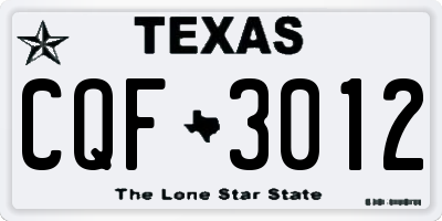 TX license plate CQF3012