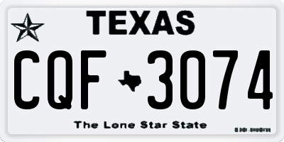 TX license plate CQF3074