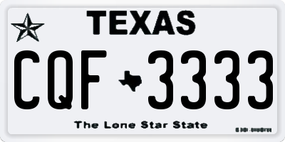TX license plate CQF3333