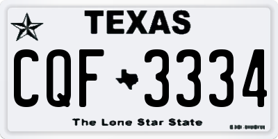 TX license plate CQF3334
