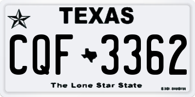 TX license plate CQF3362