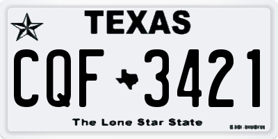 TX license plate CQF3421