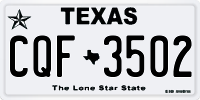 TX license plate CQF3502