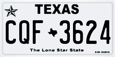 TX license plate CQF3624