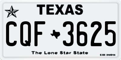 TX license plate CQF3625