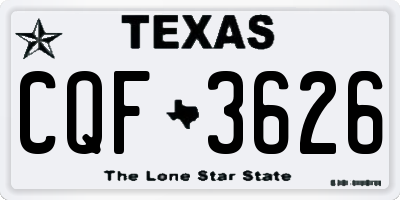 TX license plate CQF3626