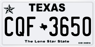 TX license plate CQF3650