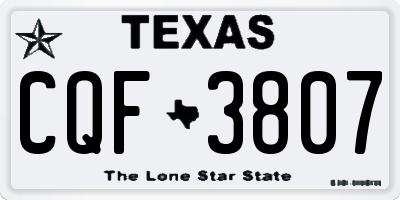 TX license plate CQF3807