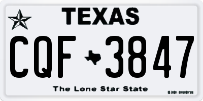 TX license plate CQF3847