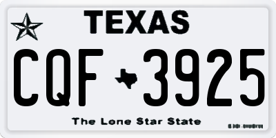 TX license plate CQF3925