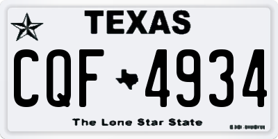TX license plate CQF4934