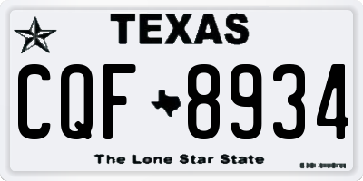 TX license plate CQF8934