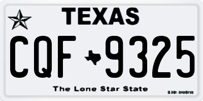 TX license plate CQF9325