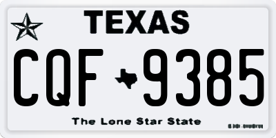 TX license plate CQF9385