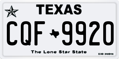TX license plate CQF9920