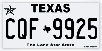 TX license plate CQF9925