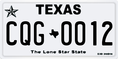 TX license plate CQG0012