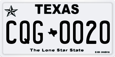 TX license plate CQG0020