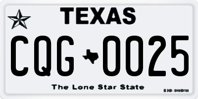 TX license plate CQG0025