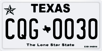 TX license plate CQG0030