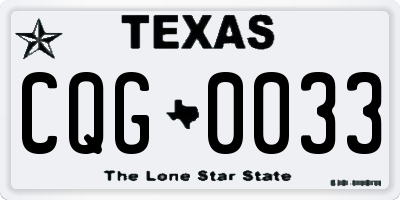 TX license plate CQG0033