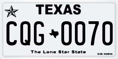 TX license plate CQG0070