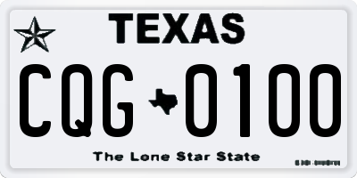 TX license plate CQG0100