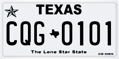 TX license plate CQG0101