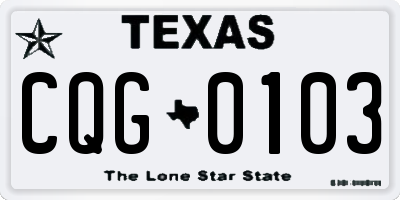 TX license plate CQG0103