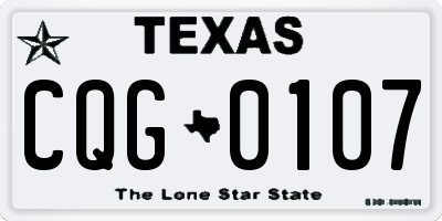 TX license plate CQG0107