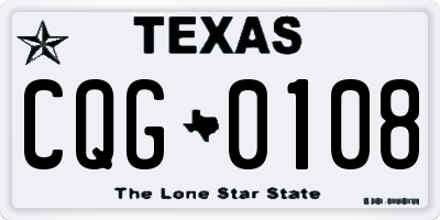 TX license plate CQG0108