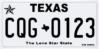 TX license plate CQG0123
