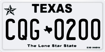 TX license plate CQG0200
