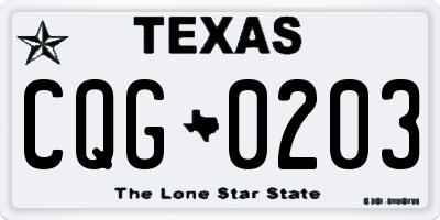 TX license plate CQG0203