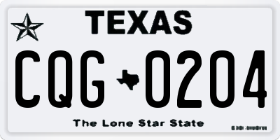 TX license plate CQG0204