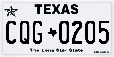 TX license plate CQG0205