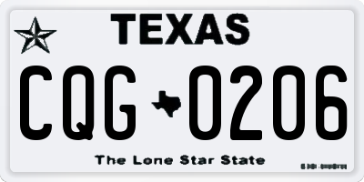 TX license plate CQG0206