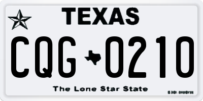 TX license plate CQG0210
