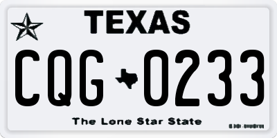 TX license plate CQG0233