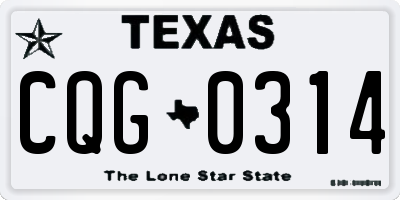 TX license plate CQG0314