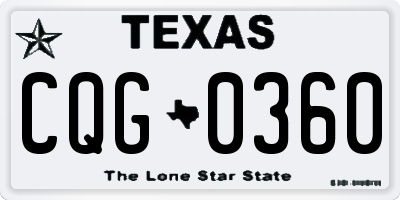 TX license plate CQG0360