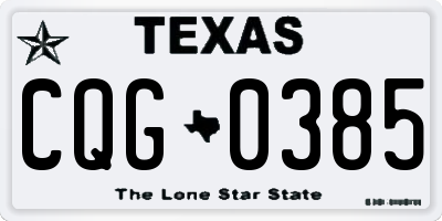 TX license plate CQG0385