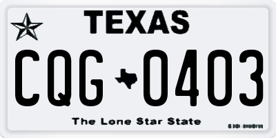 TX license plate CQG0403