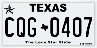 TX license plate CQG0407