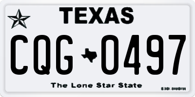 TX license plate CQG0497