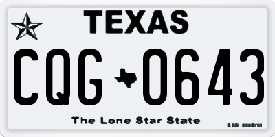 TX license plate CQG0643