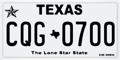 TX license plate CQG0700