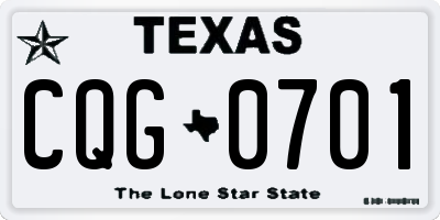 TX license plate CQG0701