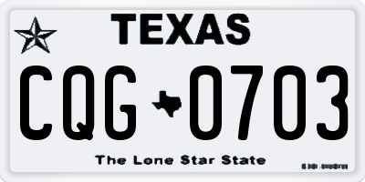 TX license plate CQG0703